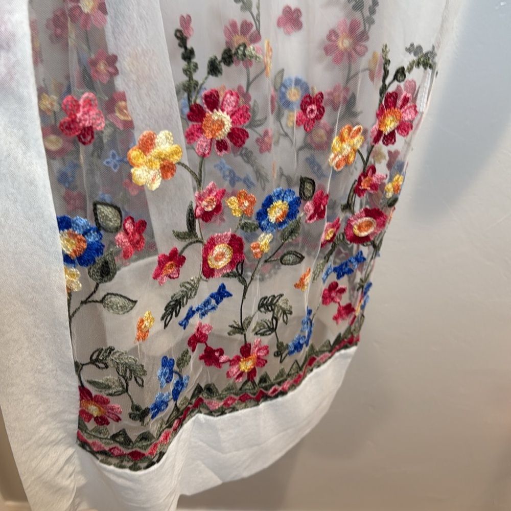 Kimono Sheer White Floral Embroidery Wedding Bridal Spring Shower Beach Boho - Picture 4 of 12